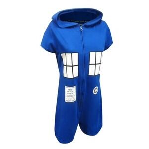 BBC Dr Doctor Who TARDIS Police Box Hooded Romper Loungewear Cosplay Costume M
